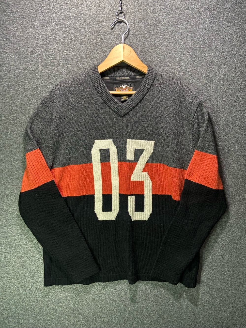 Vintage Harley Davidson Made in Japan 100% Wool Knit Sweater Mens XXL 03 HD